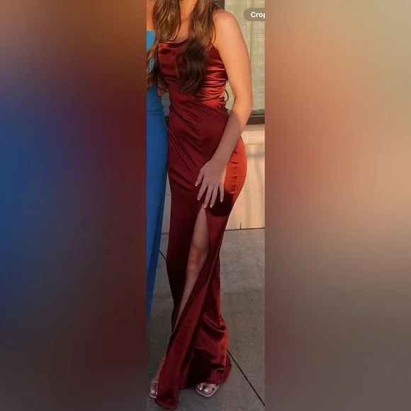 Windsor Formal Satin Dress- Burgundy: Size Small - Picture 3 of 3